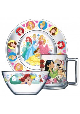Набір посуду дитячої ОСЗ DISNEY Принцеси 3 предмети (чашка 250 мл, тарілка, салатник) 